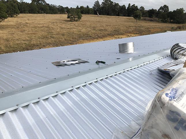 Metal roofing on a shed